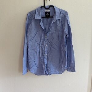 American Eagle Women's Blue Button Down Oxford Blouse